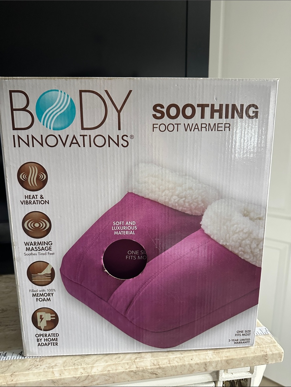 Body Innovations Soothing Foot Warmer in Magenta with Cream Lining